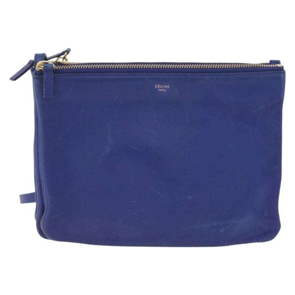 Celine Trio Leather Blue Leather Shoulder Bag Bag